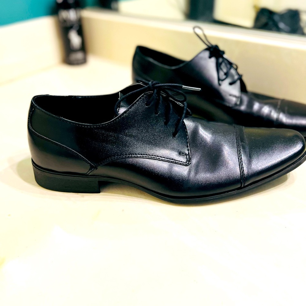 Calvin Klein mens BRAM leather dress shoes Diamond Panel SIZE 10